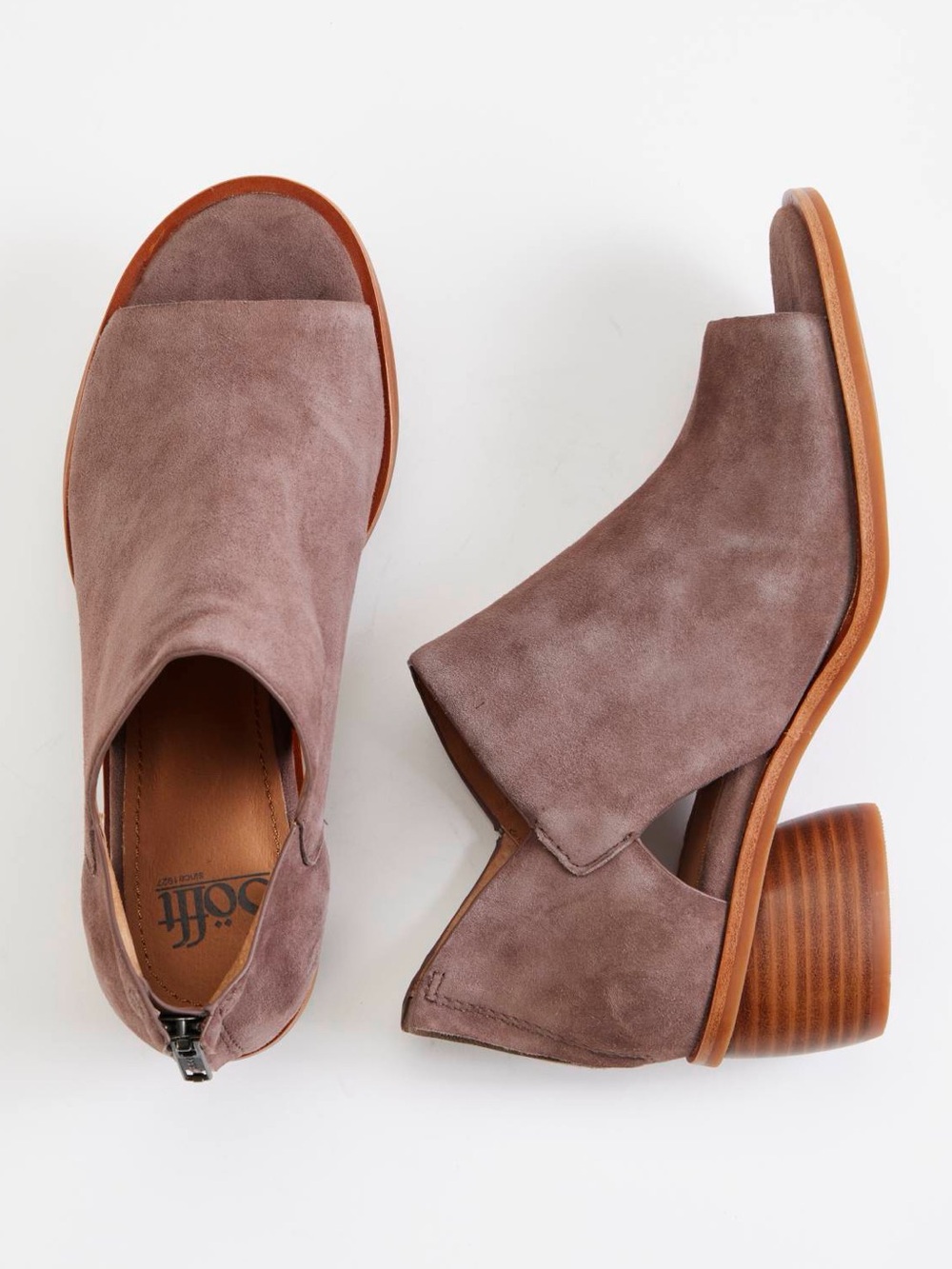 Sofft Women’s Carleigh Peep-Toe Bootie Sandals Suede in Lavender Gray 6.5